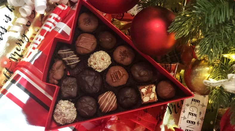 Beautiful handcrafted chocolates ready to enjoy