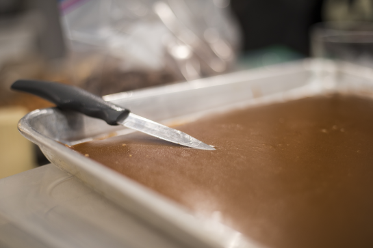 Pan of caramel ready to cut